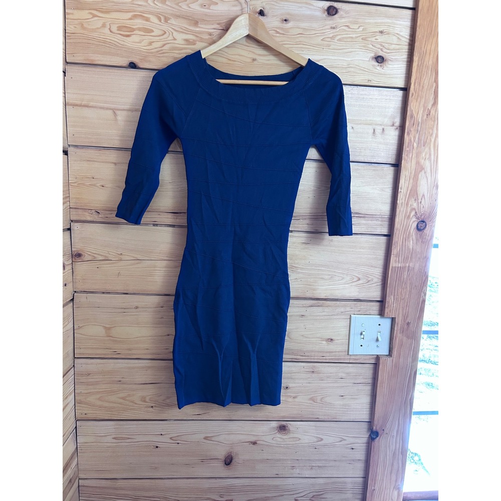 Max Studio Royal Blue Bandage Bodycon Knit Dress 3/4 Sleeve 2907152 Mens XS‎